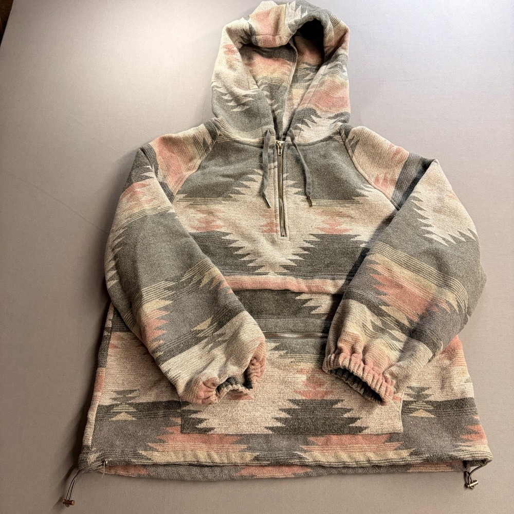 Main Strip Women’s L Southwestern Aztec Quarter Zip Hoodie Boho Western